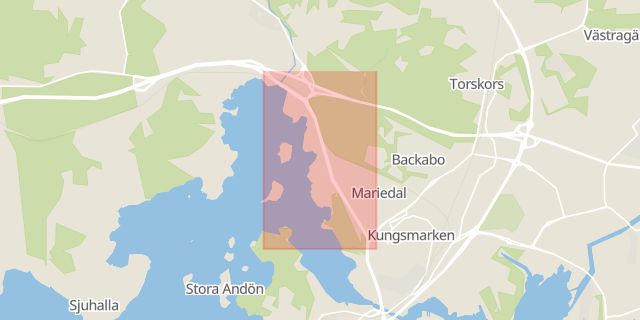 Karta som med röd fyrkant ramar in Ronnebyvägen, Karlskrona, Blekinge län