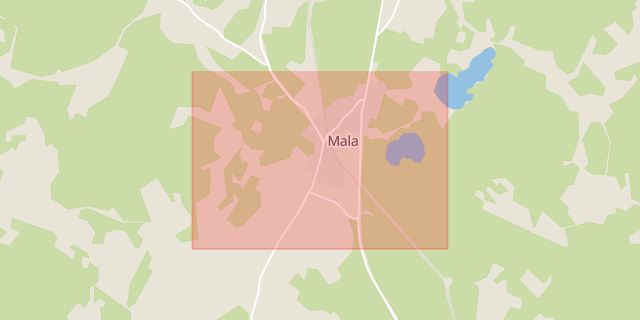 Karta som med röd fyrkant ramar in Mala, Hässleholm, Skåne län