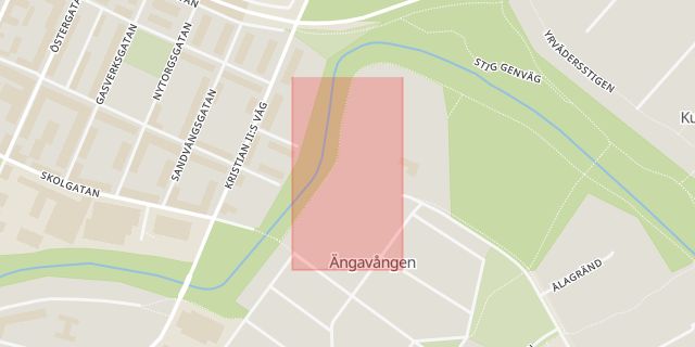 Karta som med röd fyrkant ramar in Transtigen, Ängelholm, Skåne län