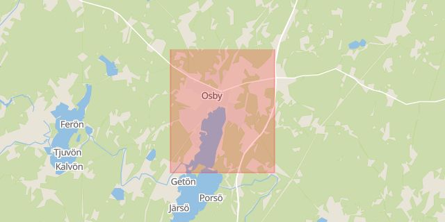 Karta som med röd fyrkant ramar in Osby, Skåne län