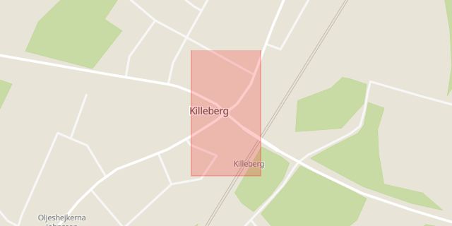 Karta som med röd fyrkant ramar in Killeberg, Osby, Skåne län