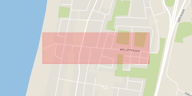 Karta som med röd fyrkant ramar in Laholm, Mellbyvägen, Hallands län