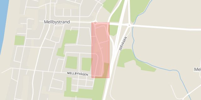 Karta som med röd fyrkant ramar in Söderleden, Laholm, Hallands län
