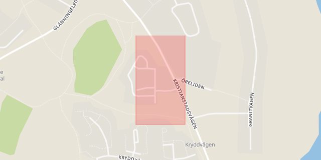 Karta som med röd fyrkant ramar in Laholm, Örtvägen, Hallands län