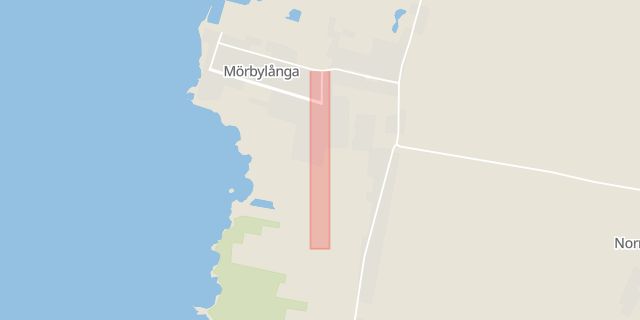 Karta som med röd fyrkant ramar in Trollhättevägen, Mörbylånga, Kalmar län