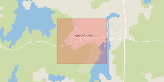 Karta som med röd fyrkant ramar in Vissefjärda, Emmaboda, Kalmar län