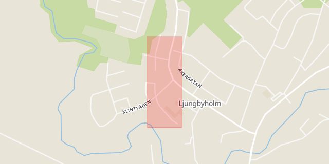 Karta som med röd fyrkant ramar in Ljungbyholm, Backsippvägen, Kalmar, Kalmar län