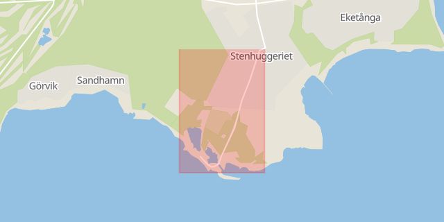 Karta som med röd fyrkant ramar in Halmstad, Grötviksvägen, Kungsbacka, Varberg, Hallands län