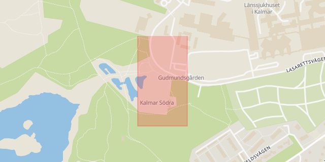 Karta som med röd fyrkant ramar in Trafikplats Kalmar Södra, Kalmar, Kalmar län