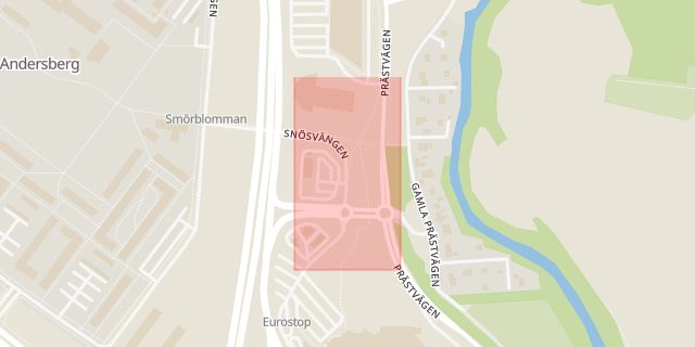 Karta som med röd fyrkant ramar in Stenalyckan, Halmstad, Hallands län