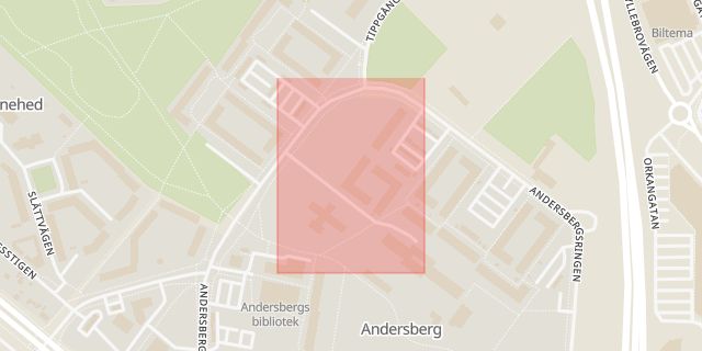 Karta som med röd fyrkant ramar in Skolgången, Halmstad, Hallands län