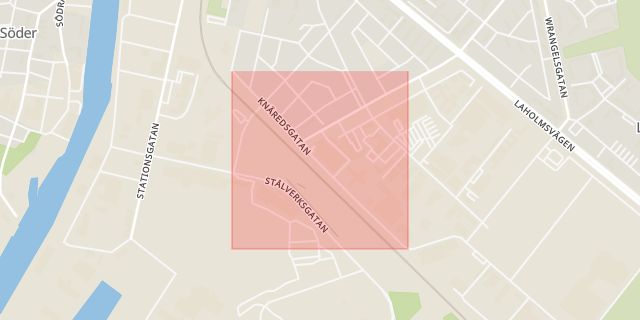 Karta som med röd fyrkant ramar in Knäred, Halmstad, Hallands län