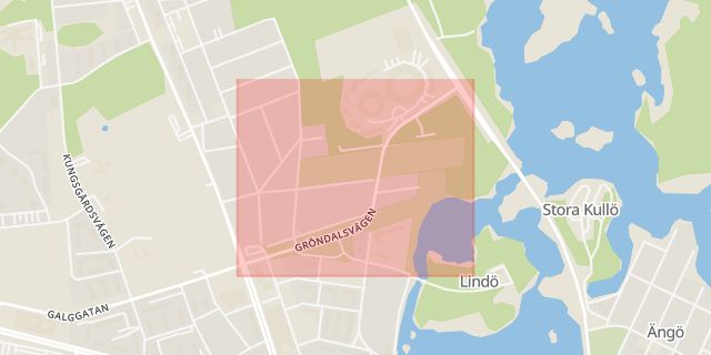 Karta som med röd fyrkant ramar in Tallhagen, Gröndalsvägen, Kalmar, Kalmar län