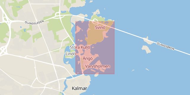 Karta som med röd fyrkant ramar in Ängö, Kalmar, Kalmar län