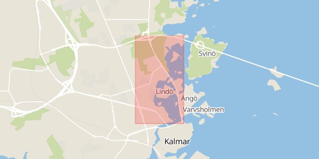Karta som med röd fyrkant ramar in Ängöleden, Kalmar, Kalmar län