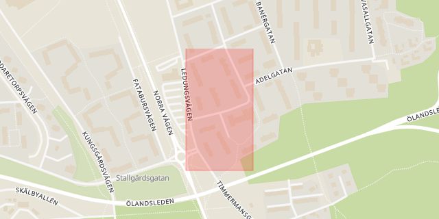 Karta som med röd fyrkant ramar in Väpnaregatan, Kalmar, Kalmar län
