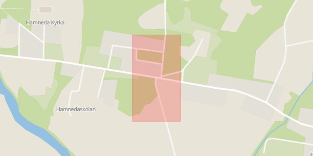 Karta som med röd fyrkant ramar in Hamneda, Ljungby, Kronobergs län