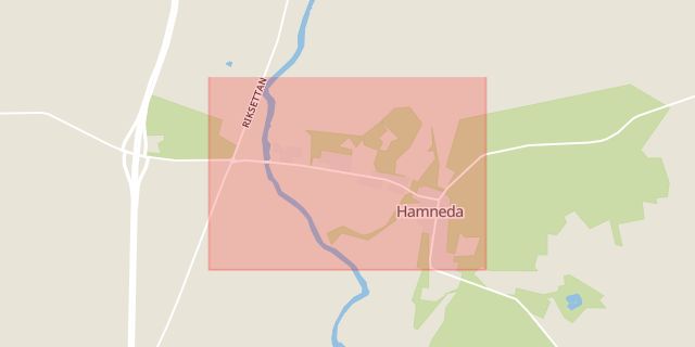 Karta som med röd fyrkant ramar in Hamneda, Noga, Ljungby, Kronobergs län