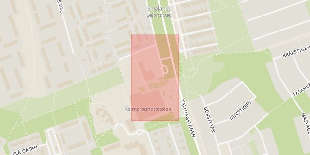 Karta som med röd fyrkant ramar in Norrliden, Bullens, Kalmar, Kalmar län