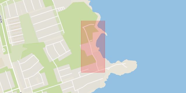 Karta som med röd fyrkant ramar in Bergavik, Lövsångarevägen, Kalmar, Kalmar län