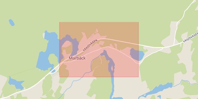 Karta som med röd fyrkant ramar in Marbäck, Halmstad, Hallands län