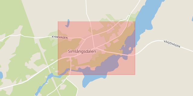 Karta som med röd fyrkant ramar in Halmstad, Simlångsdalen, Hallands län