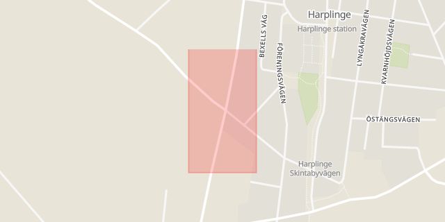 Karta som med röd fyrkant ramar in Halmstad, Harplinge, Hallands län
