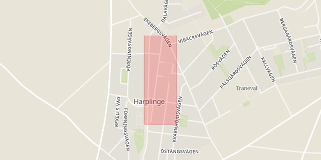Karta som med röd fyrkant ramar in Blåklintsvägen, Varberg, Hantverksvägen, Halmstad, Hallands län