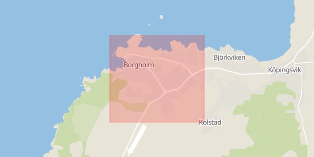 Karta som med röd fyrkant ramar in Hundbiten, Borgholms Kommun, Borgholm, Kalmar län