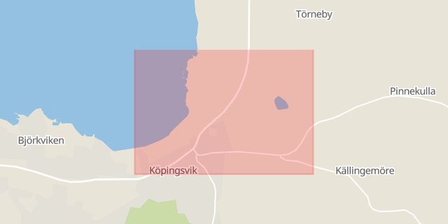 Karta som med röd fyrkant ramar in Köpingsvik, Borgholm, Kalmar län