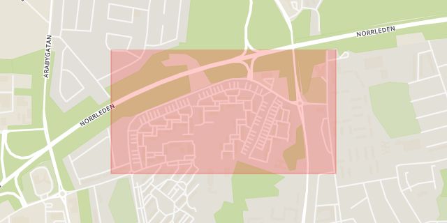 Karta som med röd fyrkant ramar in Araby, Nydalavägen, Växjö, Kronobergs län