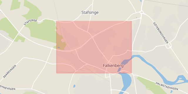 Karta som med röd fyrkant ramar in Arvidstorp, Falkenberg, Hallands län