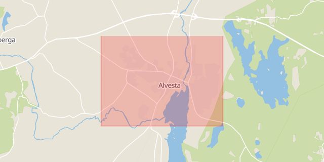 Karta som med röd fyrkant ramar in Alvesta, Vetlanda, Kronobergs län