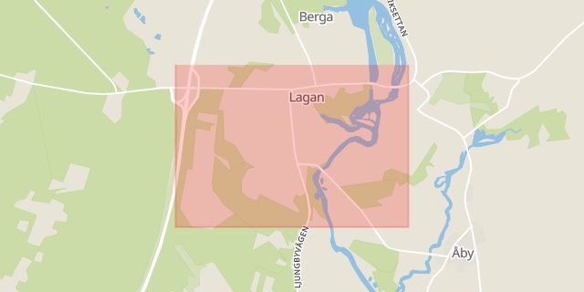 Karta som med röd fyrkant ramar in Lagan, Ljungby, Kronobergs län