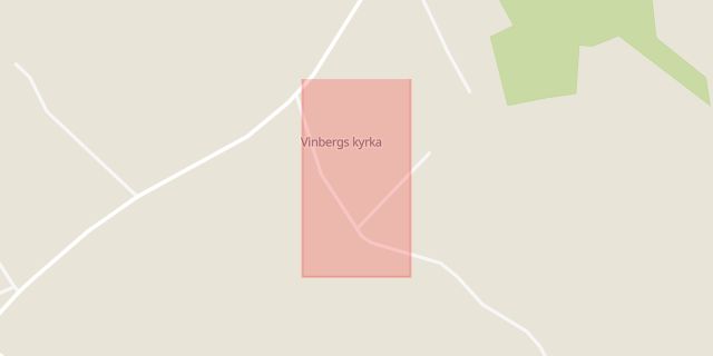 Karta som med röd fyrkant ramar in Vinbergs Kyrka, Falkenberg, Hallands län