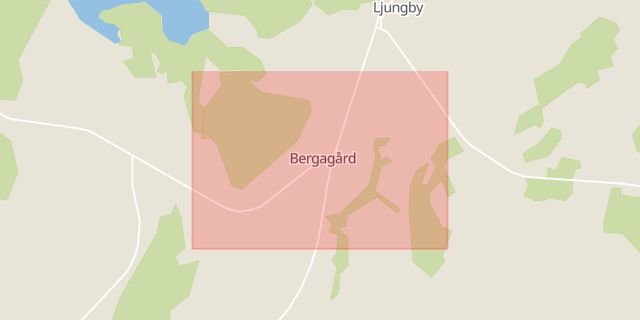 Karta som med röd fyrkant ramar in Bergagård, Falkenberg, Hallands län