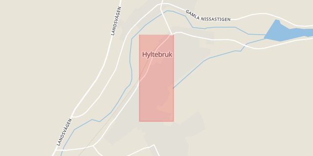 Karta som med röd fyrkant ramar in Hylte, Nyhem, Storgatan, Hallands län