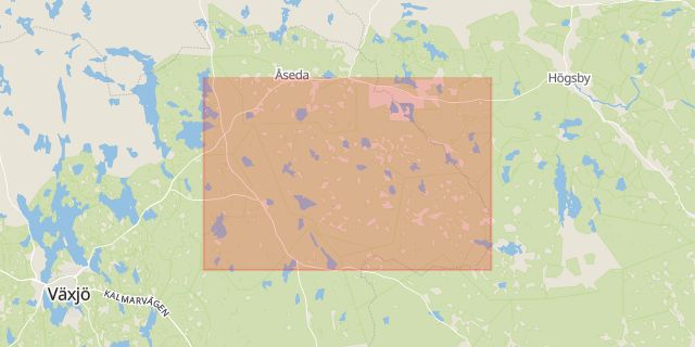 Karta som med röd fyrkant ramar in Uppvidinge, Kronobergs län