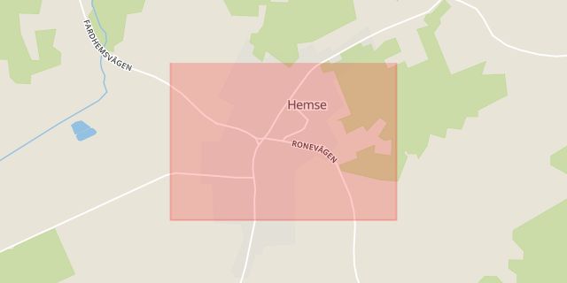Karta som med röd fyrkant ramar in Hemse, Gotlands län