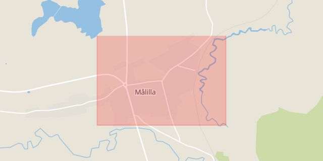Karta som med röd fyrkant ramar in Målilla, Hultsfred, Kalmar län