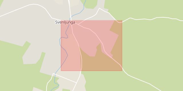 Karta som med röd fyrkant ramar in Brogatan, Svenljunga, Västra Götalands län