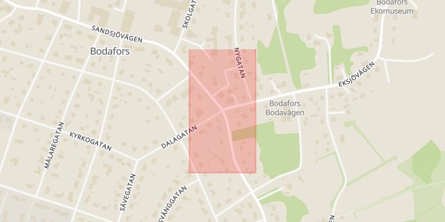 Karta som med röd fyrkant ramar in Bodafors, Nässjö, Jönköpings län