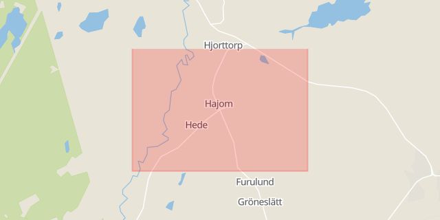 Karta som med röd fyrkant ramar in Hajom, Mark, Västra Götalands län