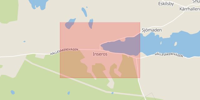 Karta som med röd fyrkant ramar in Inseros, Mölndal, Västra Götalands län