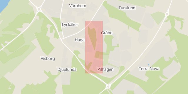 Karta som med röd fyrkant ramar in Styrmansgatan, Gotlands län