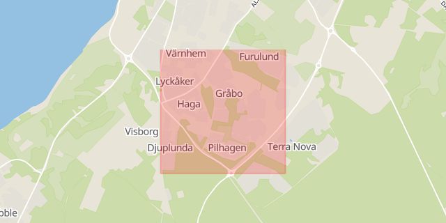 Karta som med röd fyrkant ramar in Gråbo, Gotland, Gotlands län