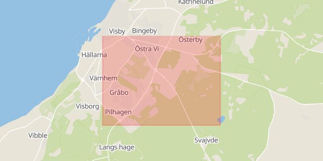 Karta som med röd fyrkant ramar in Östra Vi, Gotland, Gotlands län