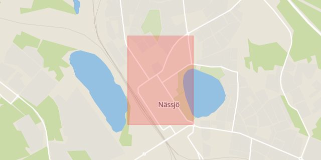 Karta som med röd fyrkant ramar in Mariagatan, Nässjö, Jönköpings län