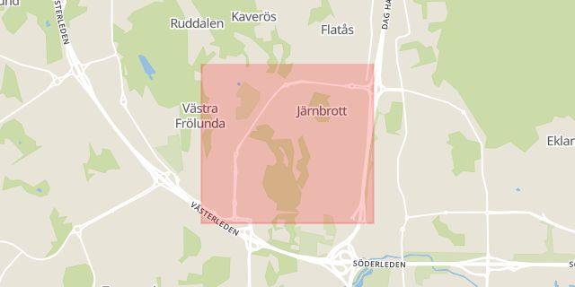 Karta som med röd fyrkant ramar in Marconigatan, Göteborg, Västra Götalands län