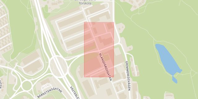 Karta som med röd fyrkant ramar in Grimmered, Göteborg, Västra Götalands län